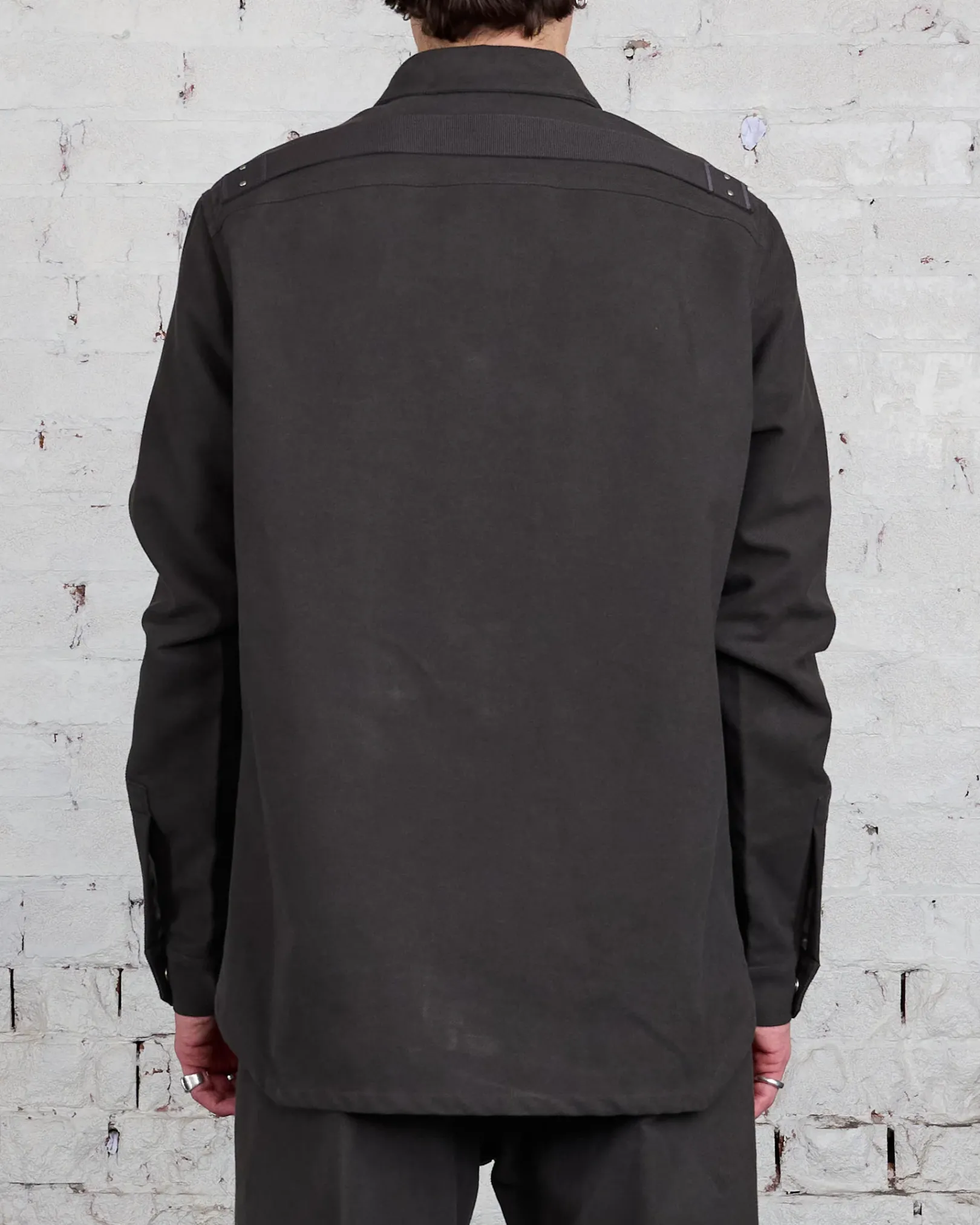 Sale Rick Owens Outershirt Brushed Heavy Twill Dark Dust