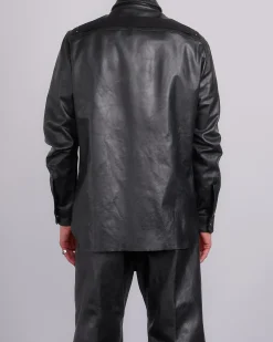 Outlet Rick Owens Outershirt Tamponato Leather Black