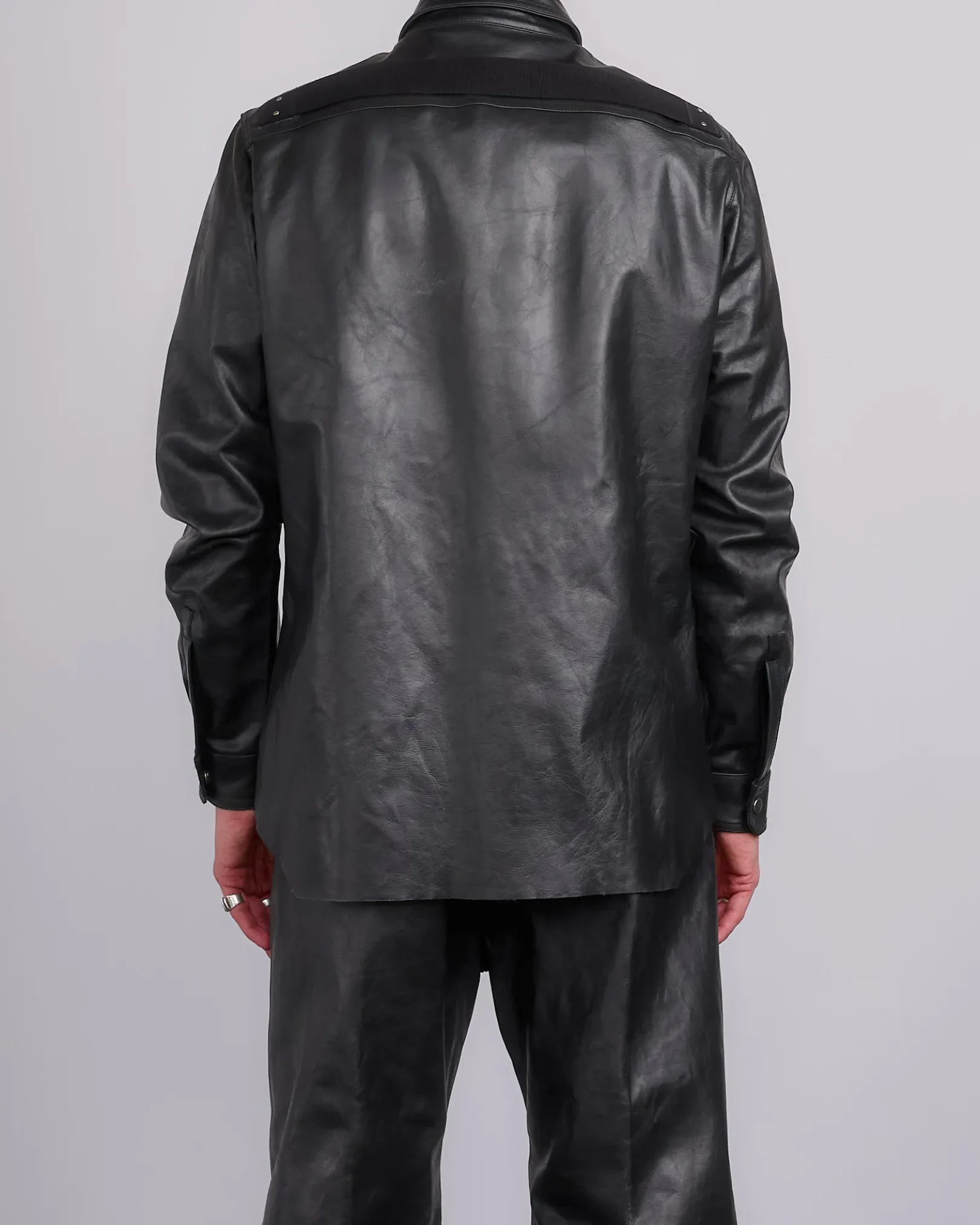 Outlet Rick Owens Outershirt Tamponato Leather Black