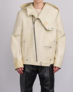 Sale Rick Owens Runway Hooded Stooges Spalla Leather Parchment