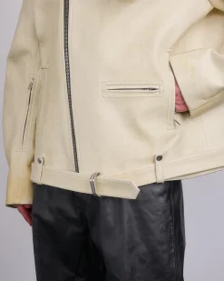 Sale Rick Owens Runway Hooded Stooges Spalla Leather Parchment