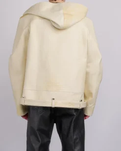 Sale Rick Owens Runway Hooded Stooges Spalla Leather Parchment