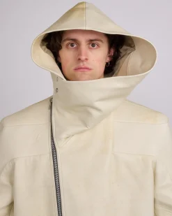 Sale Rick Owens Runway Hooded Stooges Spalla Leather Parchment
