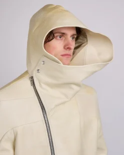 Sale Rick Owens Runway Hooded Stooges Spalla Leather Parchment