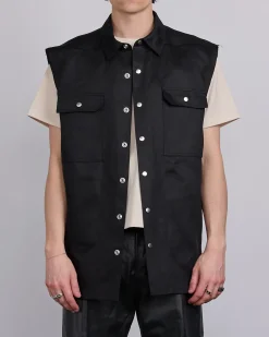 Fashion Rick Owens Runway Jumbo SL Outershirt Linen Twill Black