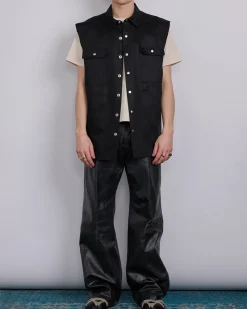 Fashion Rick Owens Runway Jumbo SL Outershirt Linen Twill Black