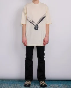 Best Rick Owens Runway Jumbo T-Shirt United Print Natural Black