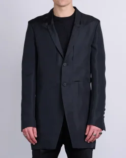 Sale Rick Owens Runway Lido Fogpocket Jacket Silk Gazar Black