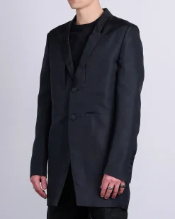 Sale Rick Owens Runway Lido Fogpocket Jacket Silk Gazar Black