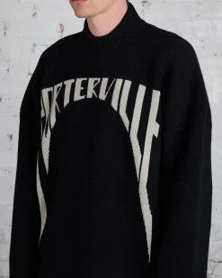 Outlet Rick Owens Runway Porterville Jumbo Crew Sweater Black/Pearl