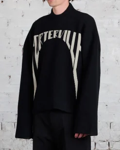 Outlet Rick Owens Runway Porterville Jumbo Crew Sweater Black/Pearl