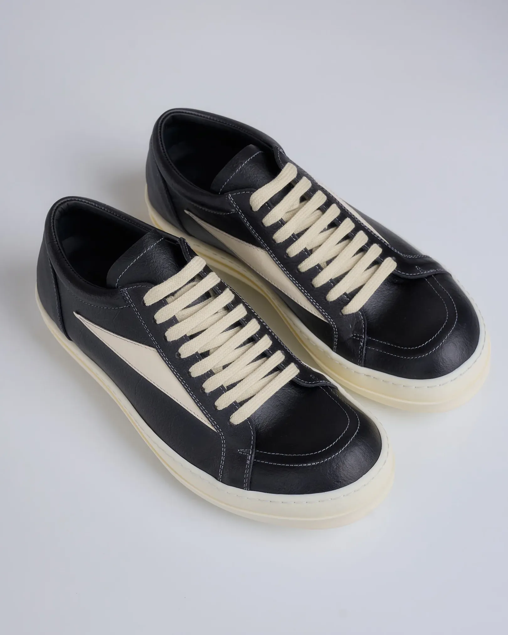 Best Rick Owens Runway Vintage Sneaks LCT Leather Black/Milk/Milk