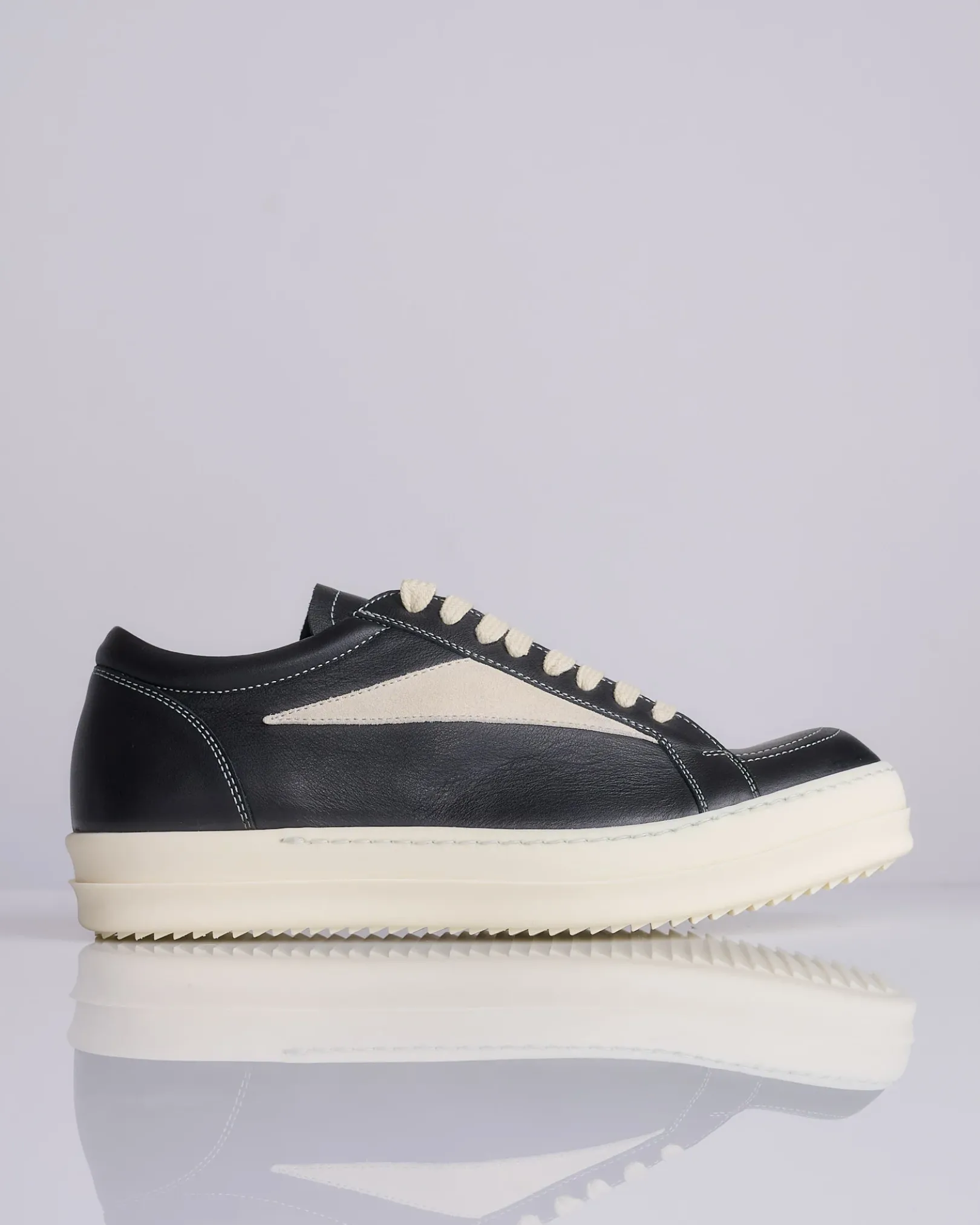 Discount Rick Owens Vintage Sneaker Hollywood Full Grain Black Milk