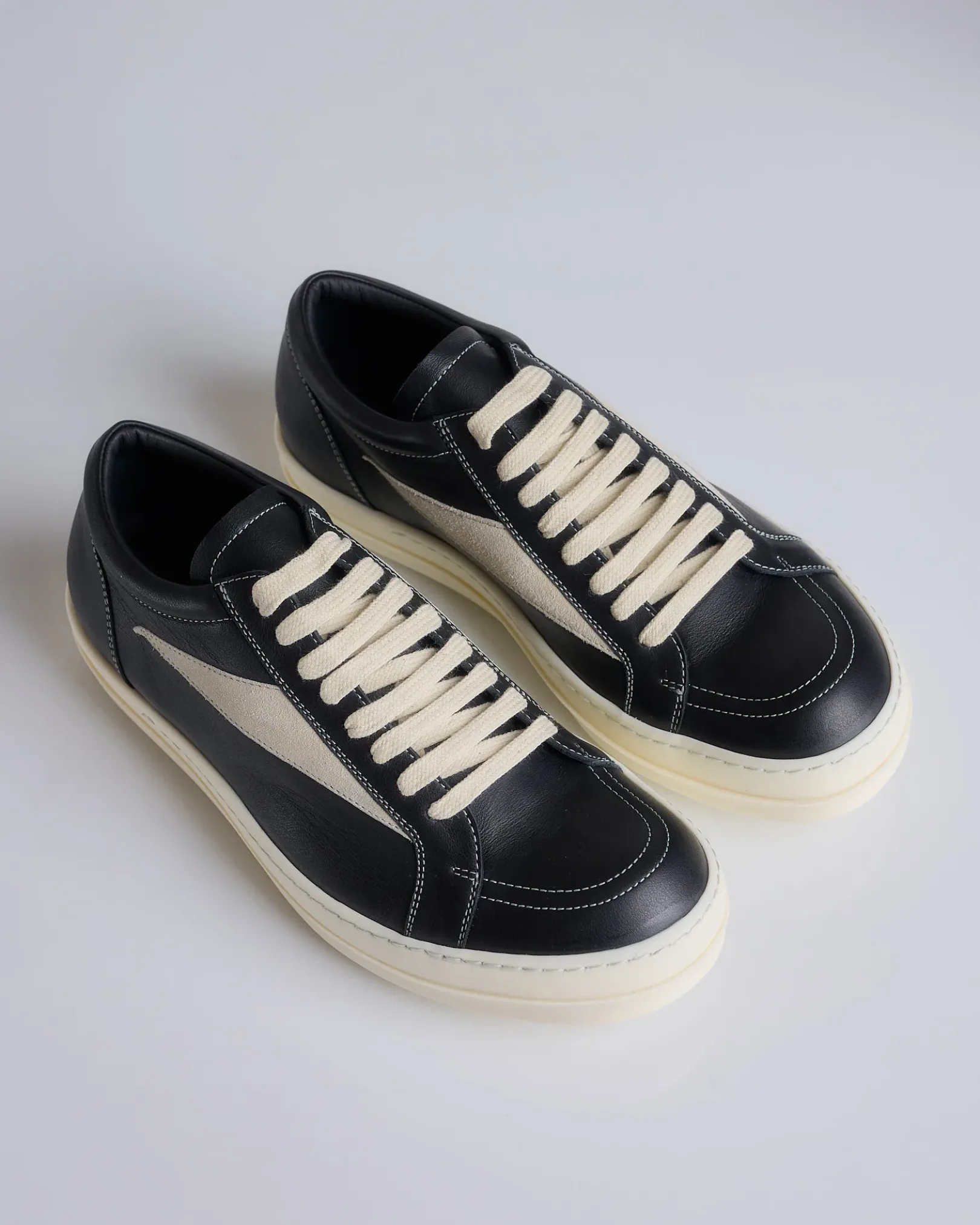 Discount Rick Owens Vintage Sneaker Hollywood Full Grain Black Milk