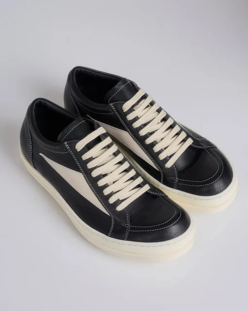 New Rick Owens Vintage Sneaker Hollywood Waxy Goat Black Milk