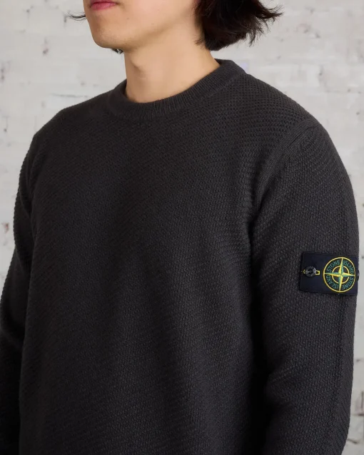 Best Stone Island Badge Knit Sweater Lead Grey