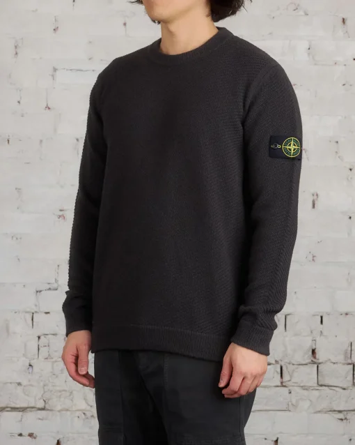 Best Stone Island Badge Knit Sweater Lead Grey