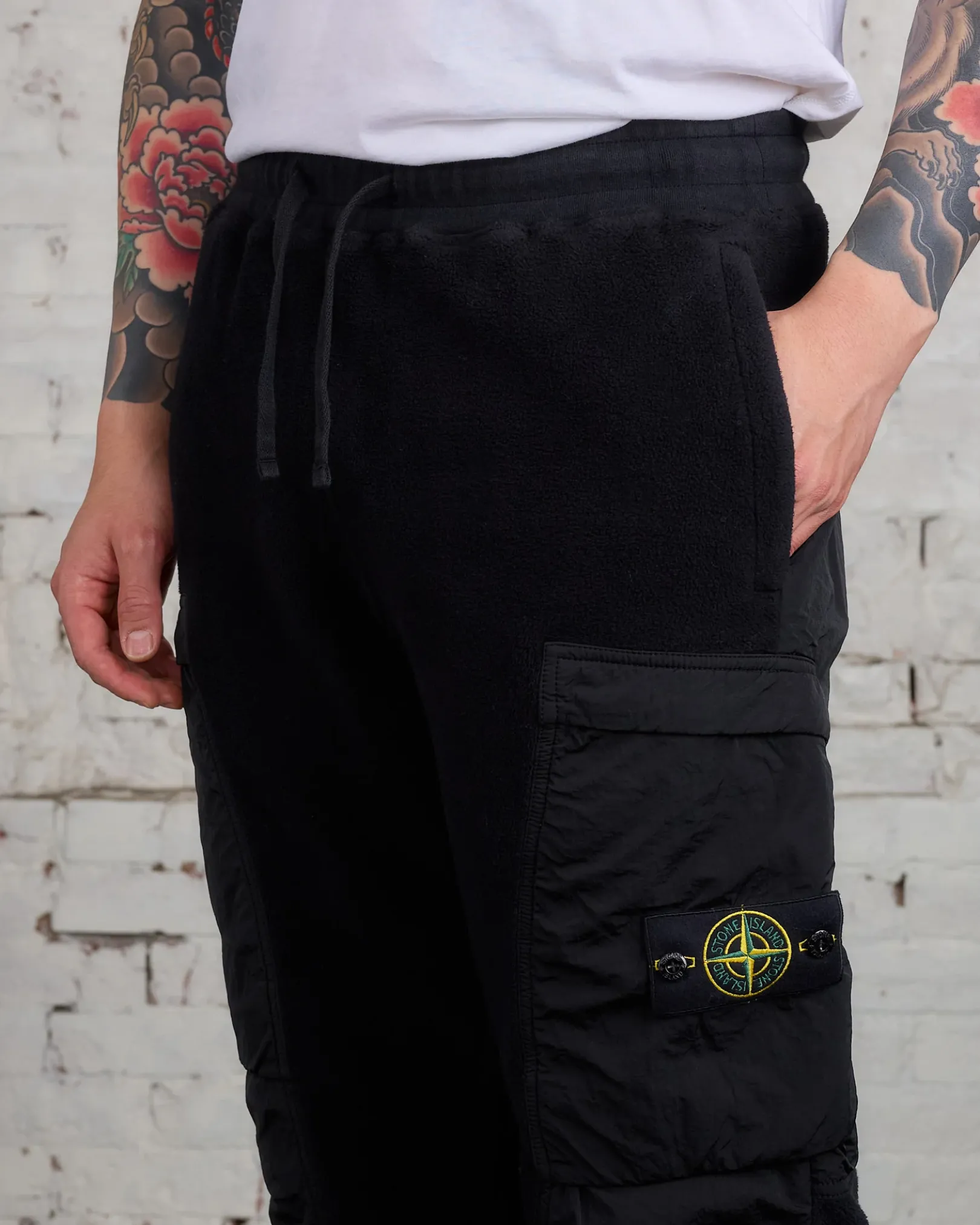 Hot Stone Island Cotton Pile Cargo Pant Black