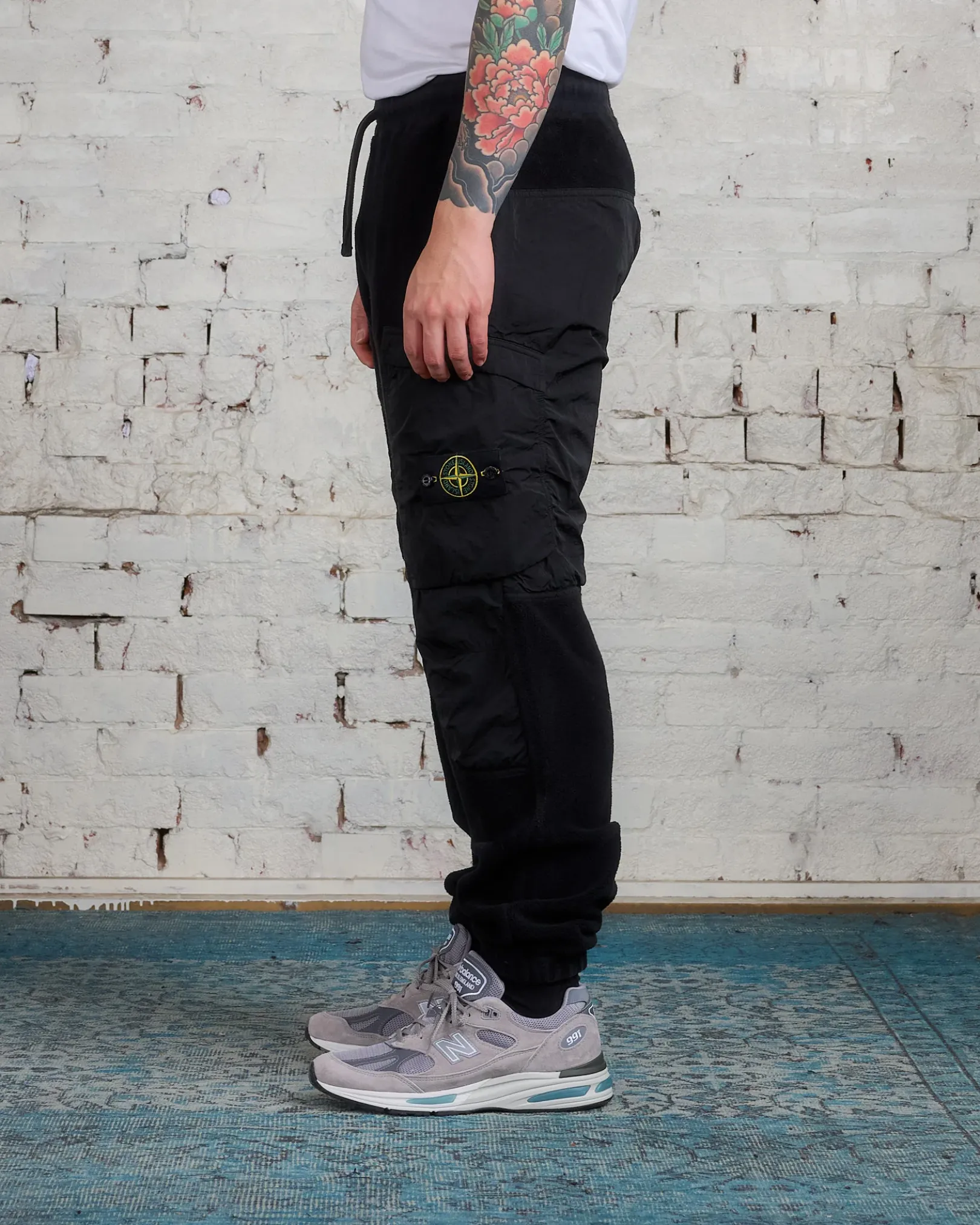 Hot Stone Island Cotton Pile Cargo Pant Black