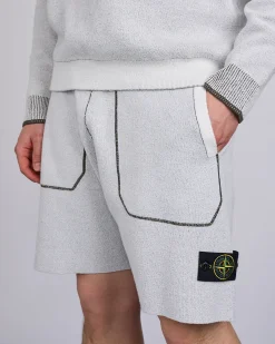 Clearance Stone Island Double Face Bi-Colour Knit Short Ivory