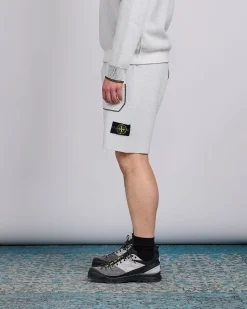 Clearance Stone Island Double Face Bi-Colour Knit Short Ivory