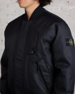 Sale Stone Island Down Deep Wave Bomber Jacket Black