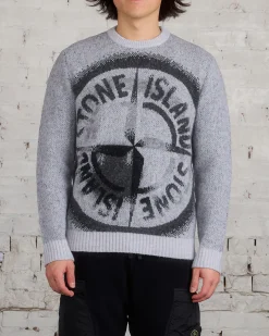 Best Stone Island Jacquard Knit Logo Sweater Dust Grey