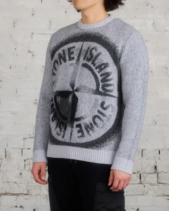Best Stone Island Jacquard Knit Logo Sweater Dust Grey
