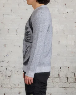 Best Stone Island Jacquard Knit Logo Sweater Dust Grey