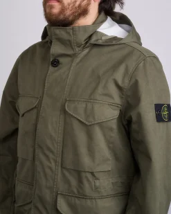 New Stone Island 3L Raso Gromatto Cotton Field Jacket Military Green