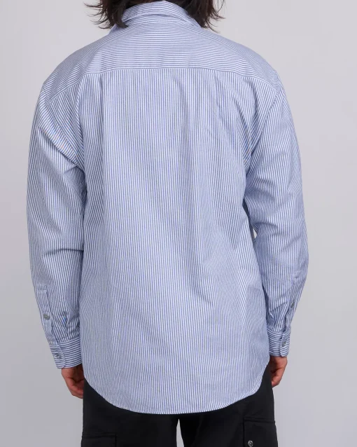 Fashion Stone Island Marina Striped Oxford Button Shirt Blue Marine