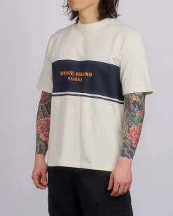 Online Stone Island Marina Stripe Logo T-Shirt Ivory