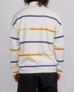 Clearance Stone Island Marnia Striped Longsleeve Polo Shirt Ivory