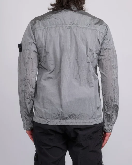 Clearance Stone Island Nylon Metal Econyl Zip Shirt Jacket Pearl Grey