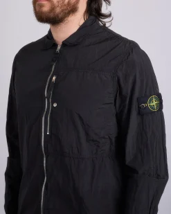 Discount Stone Island Nylon Metal Econyl Zip Shirt Jacket Black