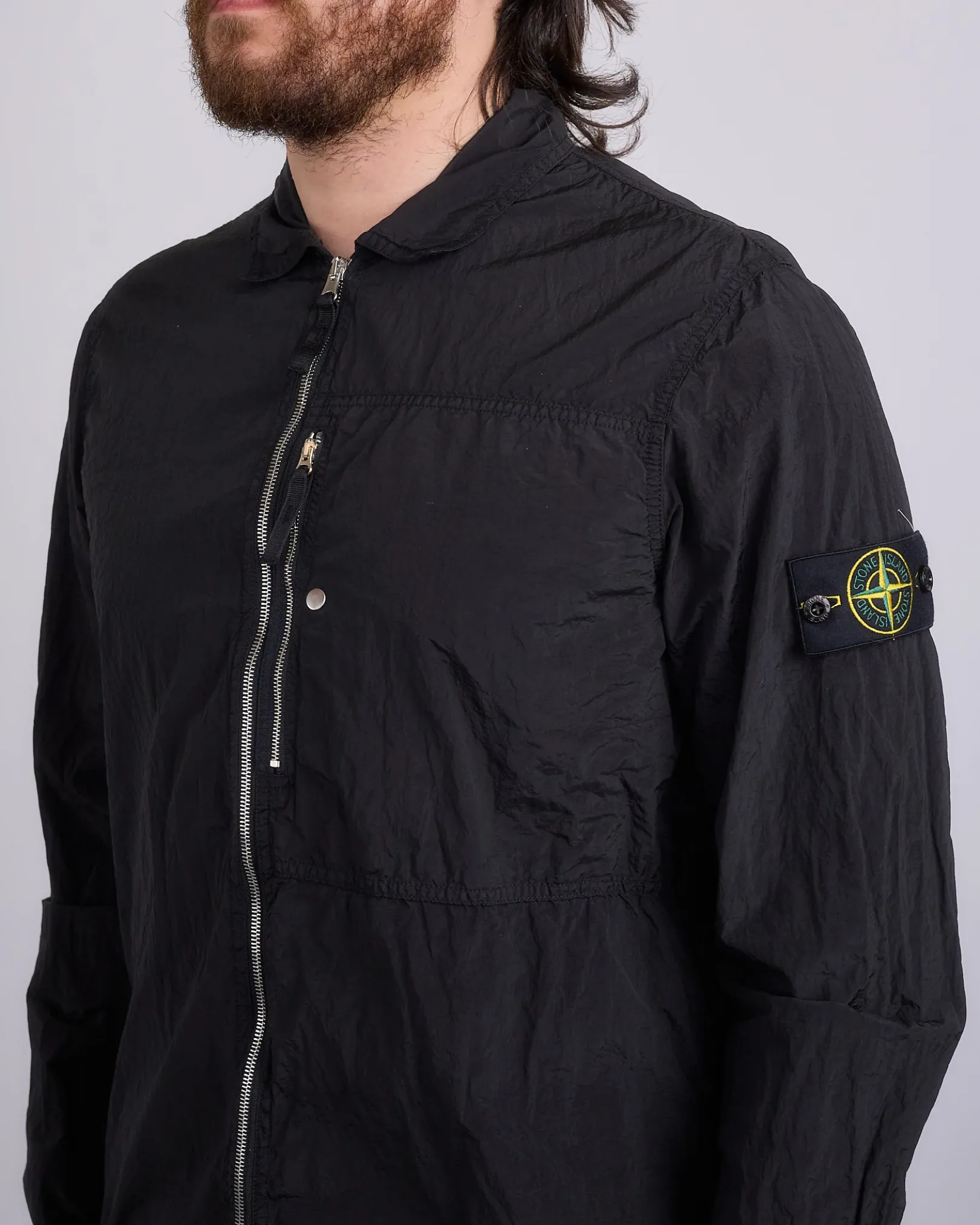 Discount Stone Island Nylon Metal Econyl Zip Shirt Jacket Black