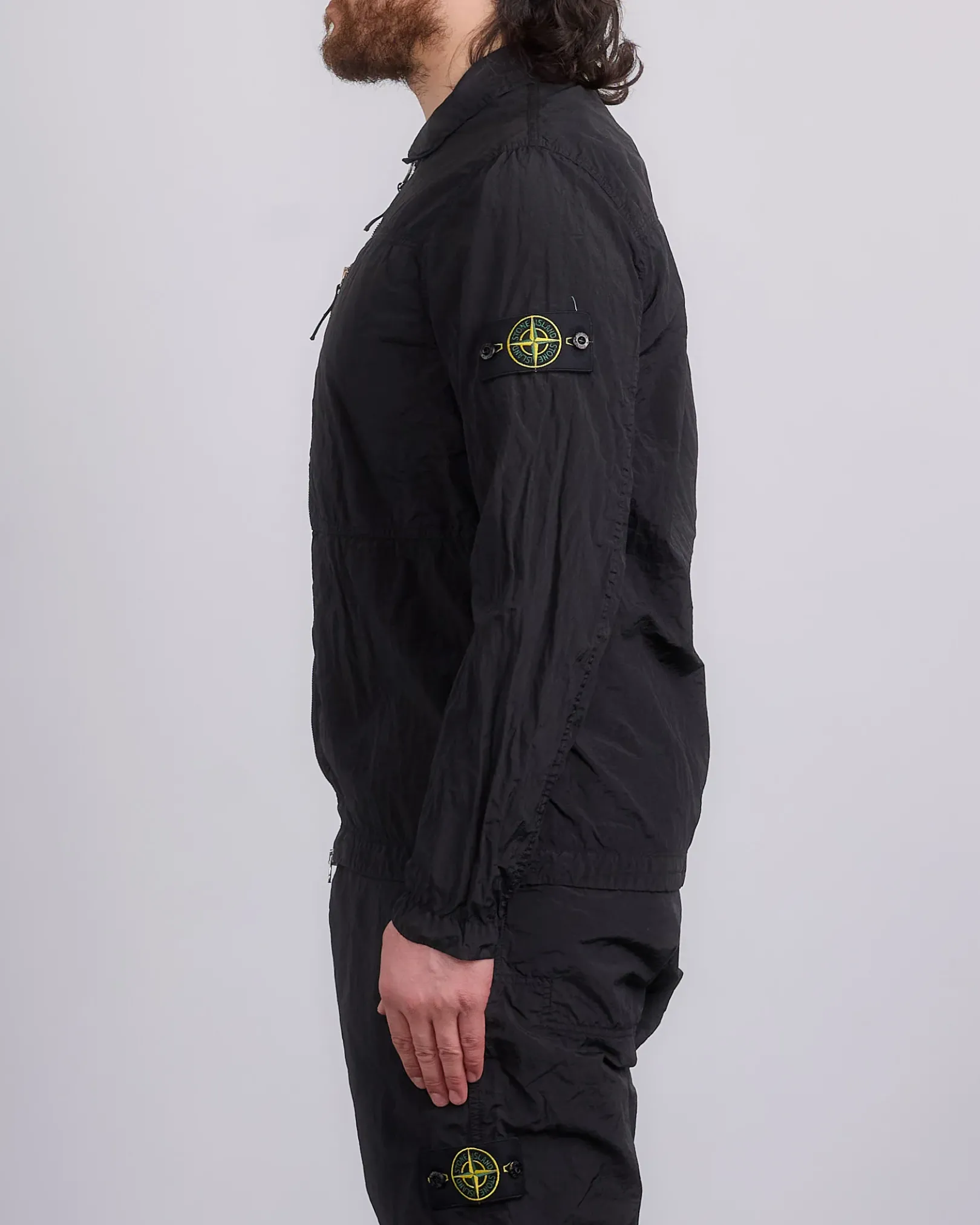 Discount Stone Island Nylon Metal Econyl Zip Shirt Jacket Black