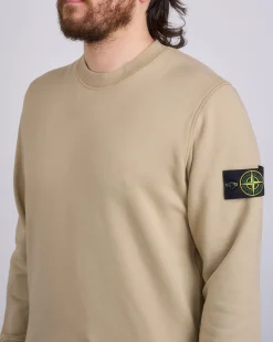 Outlet Stone Island Organic Cotton Fleece Crewneck Desert