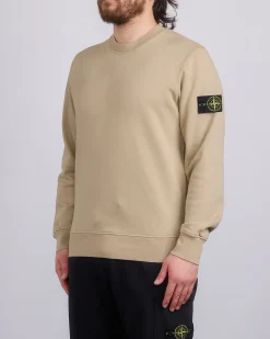 Outlet Stone Island Organic Cotton Fleece Crewneck Desert