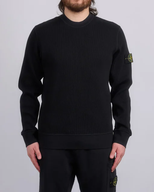 New Stone Island Waffle Fleece Crewneck Black