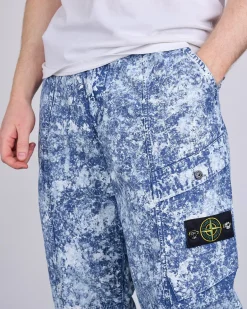 Online Stone Island White Pigment Print Belted Pant Blue Marine