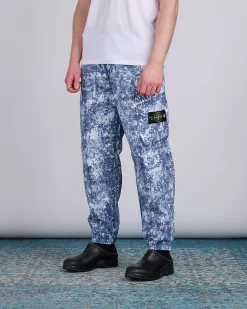 Online Stone Island White Pigment Print Belted Pant Blue Marine