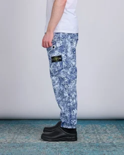 Online Stone Island White Pigment Print Belted Pant Blue Marine