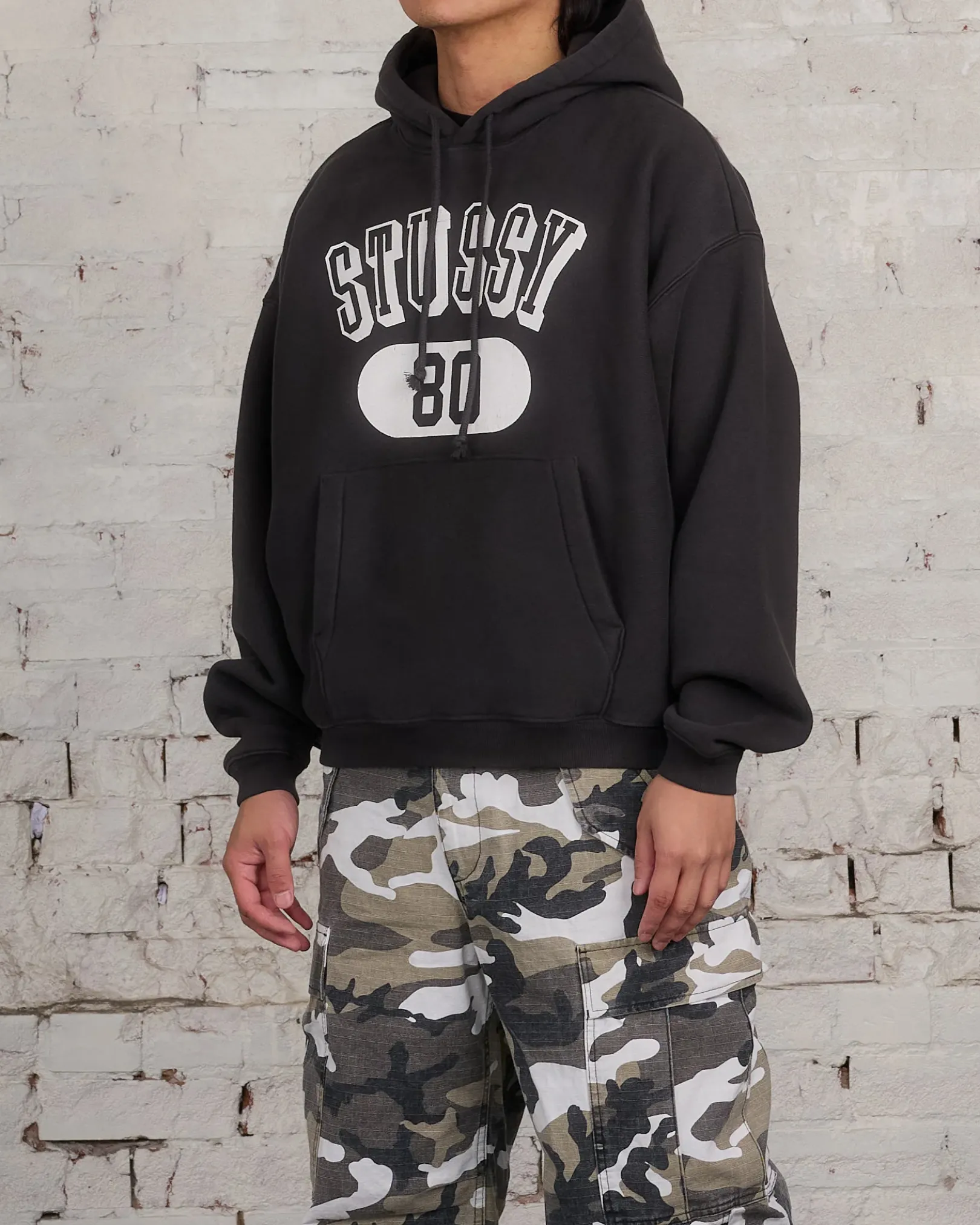 Best Stussy 80 Relaxed Hooded Sweatshirt Washed Black