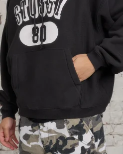 Best Stussy 80 Relaxed Hooded Sweatshirt Washed Black