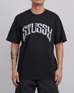 Online Stussy Arched Pigment Dyed T-Shirt Black