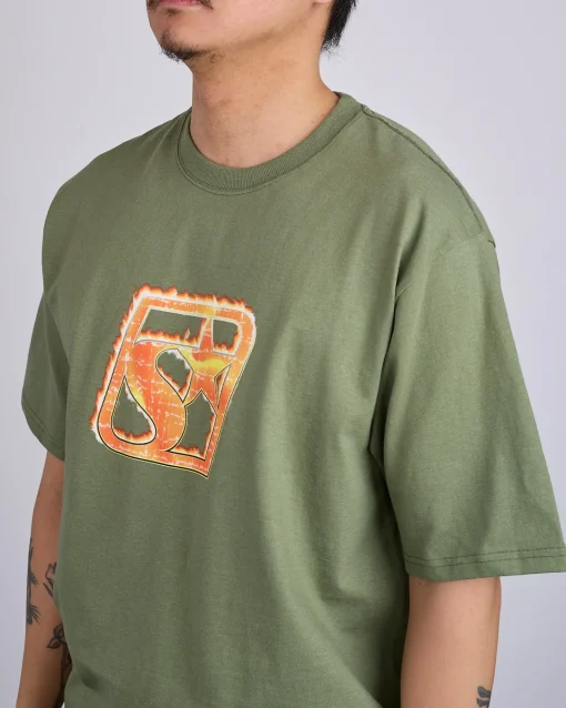 Best Stussy Blaze T-Shirt Olive