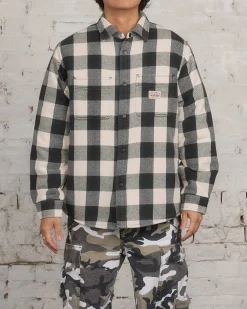 Sale Stussy Buffalo Plaid Button Shirt Bone