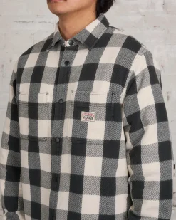 Sale Stussy Buffalo Plaid Button Shirt Bone
