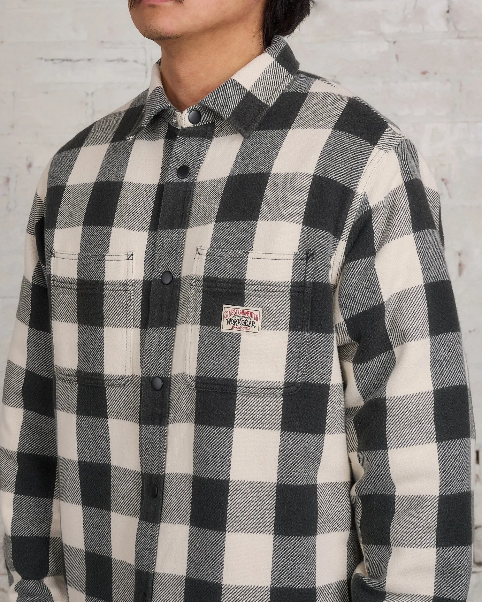 Sale Stussy Buffalo Plaid Button Shirt Bone